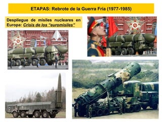 ETAPAS: Rebrote de la Guerra Fría (1977-1985)
Despliegue de misiles nucleares en
Europa: Crisis de los “euromisiles”
 