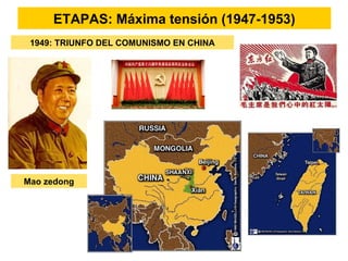 ETAPAS: Máxima tensión (1947-1953)
1949: TRIUNFO DEL COMUNISMO EN CHINA
Mao zedong
 