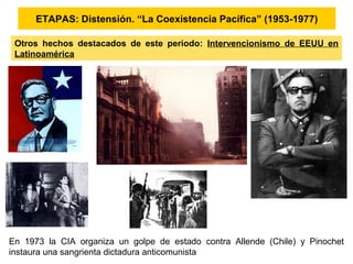 ETAPAS: Distensión. “La Coexistencia Pacífica” (1953-1977)
Otros hechos destacados de este periodo: Intervencionismo de EE...