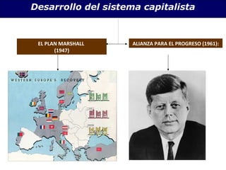Desarrollo del sistema capitalista 
EL PLAN MARSHALL ALIANZA PARA EL PROGRESO (1961): 
(1947) 
 