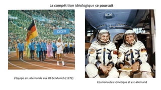 Cosmonautes soviétique et est-allemand
L’équipe est-allemande aux JO de Munich (1972)
La compétition idéologique se poursuit
 