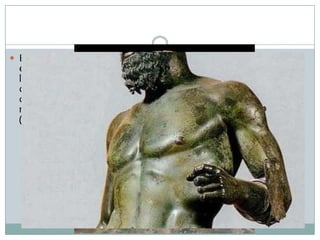  El

treball dels cabells encara conserva una certa
esquematització geomètrica, però per la manera com cauen,
l’escultor hi ha aconseguit més naturalitat. El modelatge dels
cossos de totes dues escultures mostra un alt grau de
coneixement de l’anatomia humana, i representa amb un gran
realisme els músculs (esquena, braços i tors), els tendons
(mans) i fins i tot les venes (braços i mans).

 