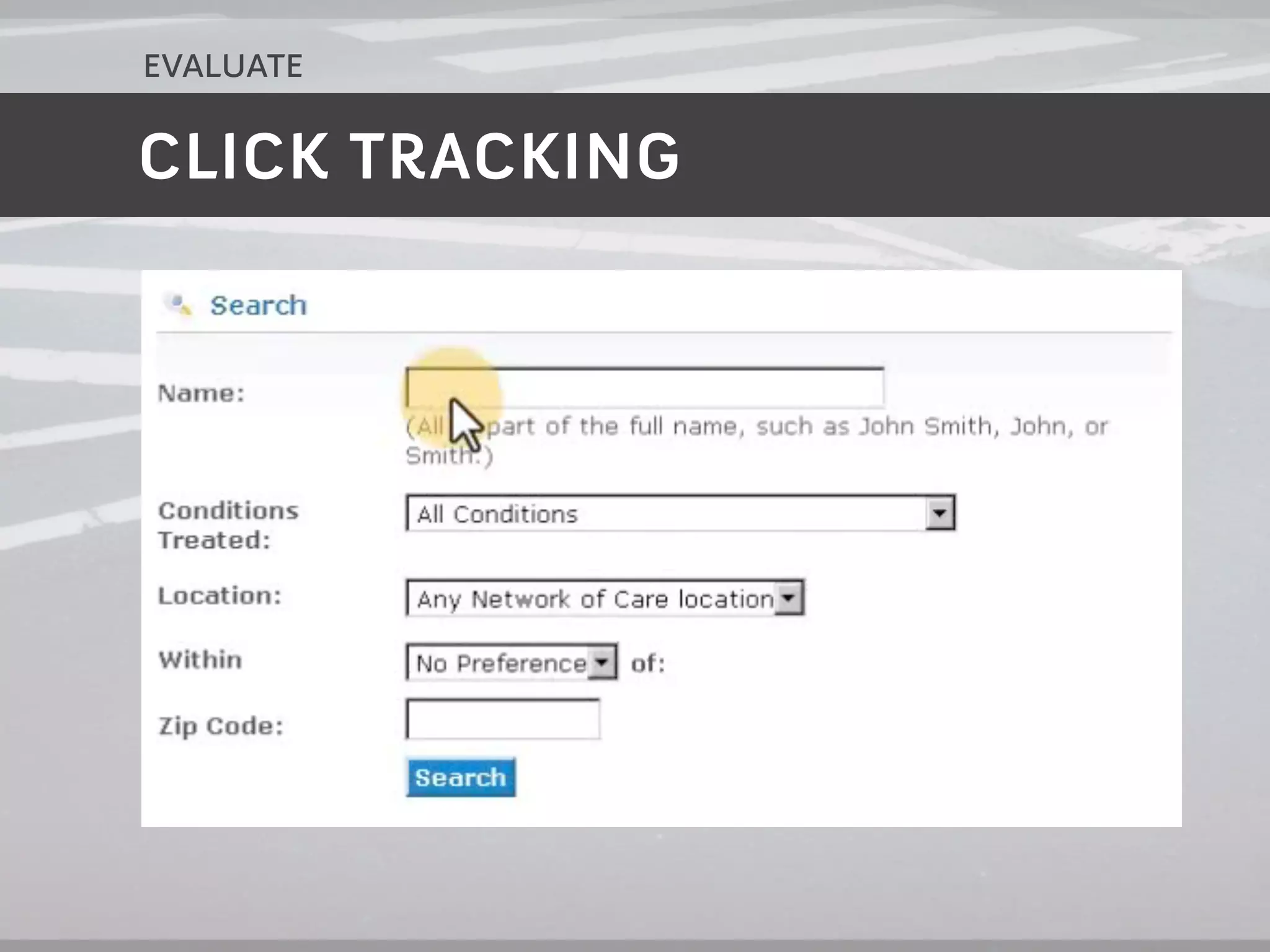 evaluate

CLICK TRACKING
 