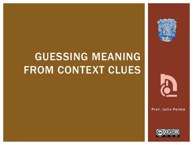 Guessing meaning fron context Guessing meaning fron context