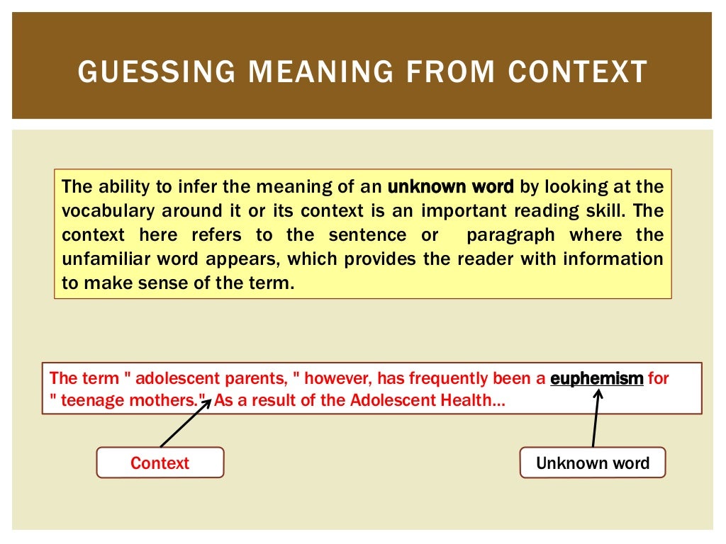 Guessing meaning fron context Guessing meaning fron context