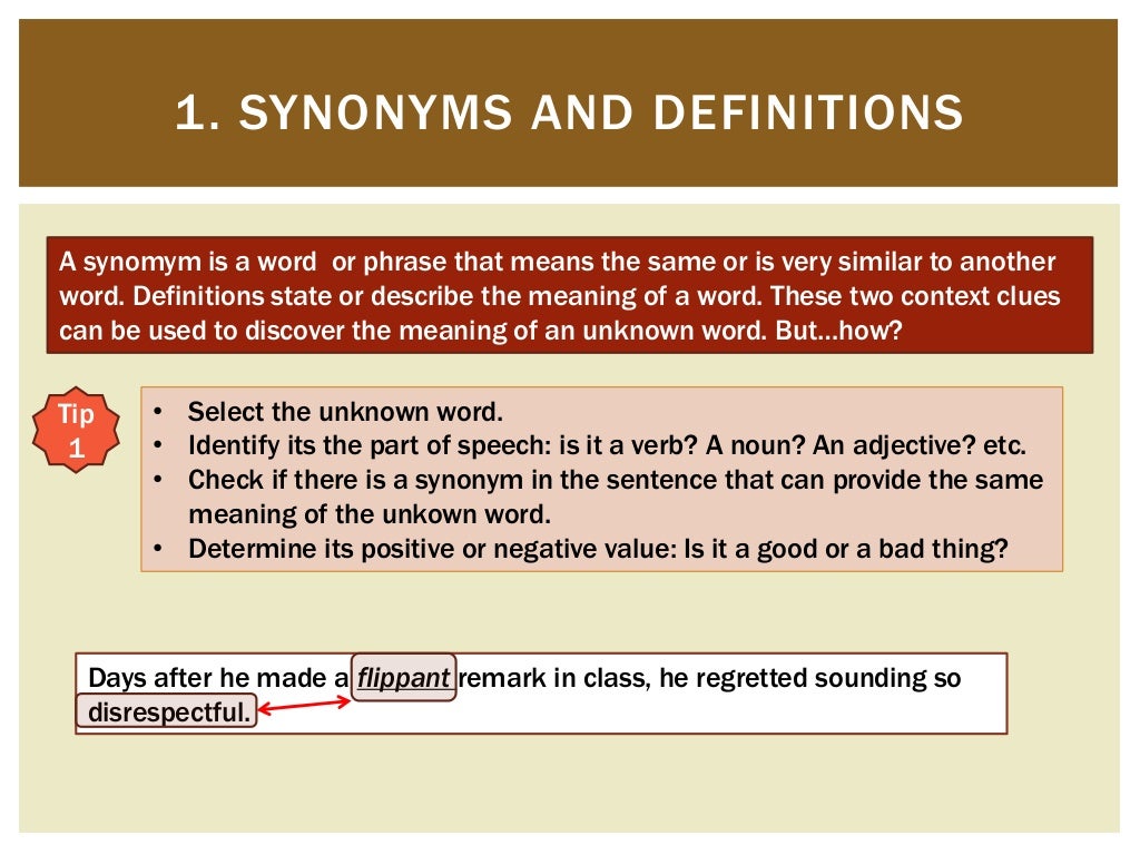 Guessing meaning fron context