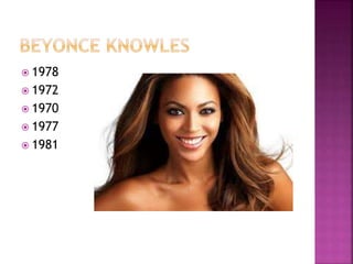  1978
 1972
 1970
 1977
 1981
 