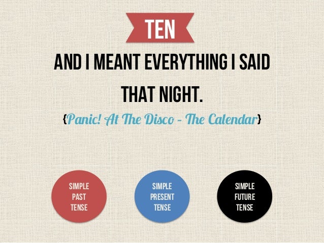 Guess The Tenses Of Song Lyrics