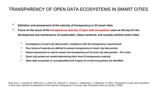 TRANSPARENCY OF OPEN DATA ECOSYSTEMS IN SMART CITIES
 