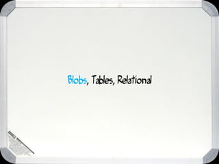 Blobs, Tables, Relational
 