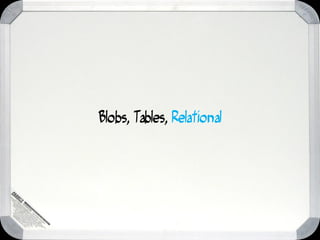Blobs, Tables, Relational
 
