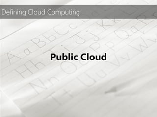 Defining Cloud Computing




              Public Cloud
 