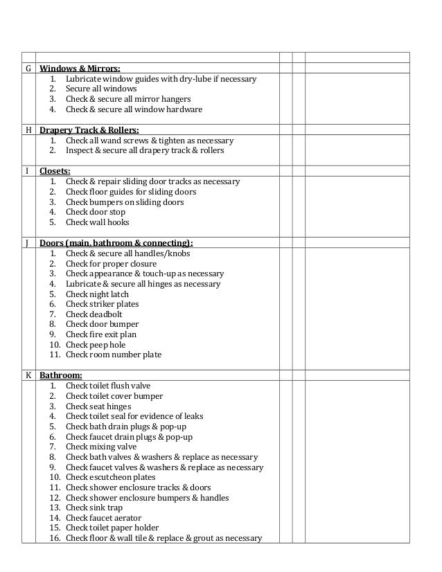 guest room preventative maintenance checklist preventive maintenance sheet