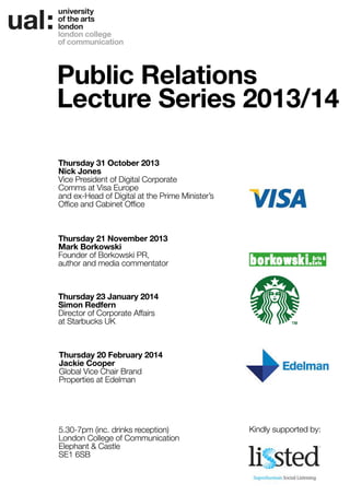 PR at LCC - Guest Lecture Series 2013-14