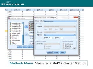 Methods Menu: Measure (BINARY), Cluster Method
 