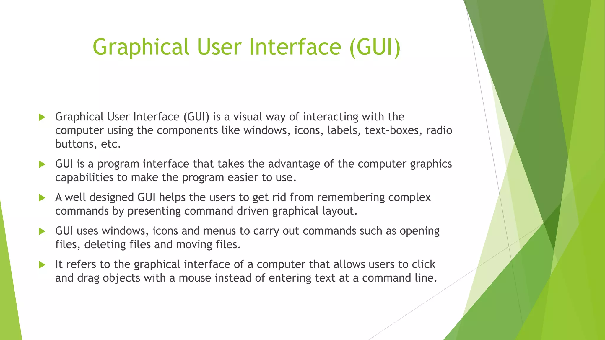 Graphical User Interface | PPTX | Operating Systems | Computer Software ...