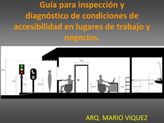 Guía para inspección y
   diagnóstico de condiciones de
accesibilidad en lugares de trabajo y
              negocios.




                   ARQ. MARIO VIQUEZ
 