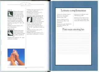 v..~1'ES DO S
___________ ~_"_'_'__ ~ _~_8_e_~ _
REFLEXOLOGIA
• Reflexos das regi6es
afetadas: por exemplo,
ovarios, tubas uterinas,
utero, hip6fise, tire6ide,
supra-renais (pp. 42-3, 30, 34, 37)
• Reflexos das regi6es afetadas,
quando necessario: por exemplo,
cabe<;a, abdome, seio, bexiga, rins,
intestinos, rosro (pp. 30-1, 36-7,45,
38-9,37)
• Reflexos do plexo solar (p. 37) -
para 0 relaxamento.
VARIZES ~
• Reflexos das regi6es
afetadas: por exemplo,
pemas e reflexos ao longo
dos joelhos e quadris (p.
41)
• Reflexos do cora<;ao (p. 35) - para
melhorar a circula<;ao
• Reflexos das supra-renais (p. 37) -
para reduzir a inflama<;ao
• Reflexos dos intestinos (p. 37) -
para facilitar a evacua<;ao.
ZUNIDO NOS OUVIDOS ~
n.Reflexos das regi6es
afetadas: ouvidos (p. 31)
• Reflexos da tuba
7 auditiva, seios paranasais
(p. 31) - podem estar envolvidos
• Reflexos da parte superior da
co luna, pesco<;o, lateral da cabe<;a
(pp. 30,33) - para liberar a tensao na
regiao
• Reflexos do plexo solar (p. 37) -
para 0 relaxamenro
• Reflexos das supra-renais (p. 37)-
para reduzir a inflama<;ao e 0 estresse
 