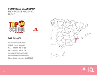 139
COMUNIDAD VALENCIANA
PROVINCIA DE ALICANTE
ELCHE
TOP SCHOOL
C/ Guadassuar, 6, bajo
03202 Elche. Alicante
Tel.: +34 965...