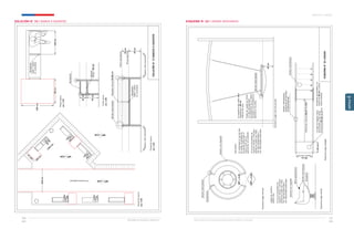 Ministerio de Vivienda y Urbanismo Guía de Soluciones Accesibles para Espacios Públicos y Viviendas
CAPÍTULO 4: ANEXOS
Ministerio de Vivienda y Urbanismo
111
110
CAPÍTULO
4
250
cm
90
cm
Circulación
peatonal
NPT
+
0,00 -
NPT
+
0,45 -
NPT
+
0,00 -
100
cm
1
2
0
c
m
45
cm
25
cm
Bordes
redondeados
Espacio
libre
horizontal
Espacio
libre
horizontal
Respaldo
Altura:75-90
cm
Altura
apoyabrazo
Altura
asiento
Apoyabrazo
cada
1
metro
(si
considera)
45
cm
25
cm
Asiento
Altura
:
45
cm
Apoyabrazo
90
cm
100
cm
Apoyabrazo
cada
1
metro
(si
considera)
Elevación
banco
esc
1:50
Planta
banco
esc
1:50
Corte
banco
esc
1:50
Elevación
banco
esc
1:50
SOLUCIÓN
N°
15
BANCOS
O
ASIENTOS
120
cm
SOLUCIÓN N° 15 / BANCO O ASIENTOS
Bordes
redondeados
40
cm
La
superficie
del
plato
debe
disponerse
a
40
cm
máximo
del
piso.
Puede
ser
usado
por
niños
con
alta
discapacidad
acompañados
de
un
adulto,
haciendo
una
transferencia
asistida
al
columpio.
Juegos
de
resorte
o
balancines:
Al
incluir
elementos
de
sujeción
(arnés
o
cinturón)
puede
ser
usado
por
niños
con
alta
discapacidad
o
con
dificultades
posturales.
Asiento
con
respaldo
Apoyapiés
Bordes
redondeados
Barra
apoyamanos
Carruseles:
Si
contempla
el
uso
de
silla
de
rueda,
la
plataforma
horizontal
debe
estar
al
mismo
nivel
que
el
pavimento
corcundante.
Al
incluir
elementos
de
sujeción
(arnés
o
cinturón)
puede
ser
usado
por
niños
con
alta
discapacidad
o
con
dificultades
posturales.
NPT
+
0,00
-
NPT
+
0,00
-
Bordes
redondeados
Asiento
con
respaldo
Apoyabrazos
La
base
de
llegada,
debe
encontrarse
a
una
altura
mínima
de
40
cm
de
altura.
40
cm
1
2
3
4
5
Pendiente
máxima
66,67
%
(30°)
60
cm
Ancho
mínimo
Bordes
redondeados
y
pasamanos
de
diámetro
de
2,5
a
3,5
cm
Bordes
redondeados
Escaleras
de
peldaños
con
huella
de
20
cm
y
contra
huella
cerrada.
Esquema
juego
resorte
Esquema
juego
tobogán
Esquema
juego
columpio
grupal
Esquema
juego
carrusel
ESQUEMA
N°
22
JUEGOS
ESQUEMA N° 22 / JUEGOS ACCESIBLES
 