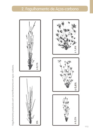 Fagulhamento produzido com esmerilhamento em aços-carbono. 
113 
2. Fagulhamento de Aços-carbono 
0% ± 0,1% 
± 0,3% ± 0,6% ± 1,6% 
 