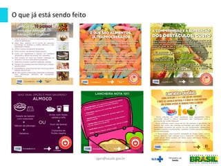 O que já está sendo feito
cgan@saude.gov.br
 