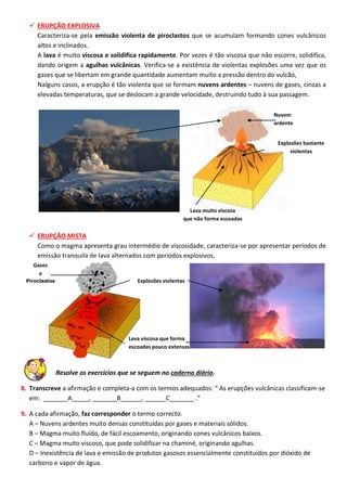 Guia de estudo - Atividade vulcânica | PDF