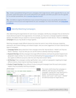 Google AdWords Upgrading to Enhanced Campaigns




Tip – Create a spreadsheet listing all of your campaigns, their target ...