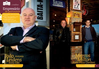 o melhor

Empresário
     da gastronomia
2º Jamur Bettoni e João Carlos Ferreira
   Umai-Yoo
3º Mano e Pepo Garayalde | La Barra
   Gilmar Comerlato | Juventus
4º Nivaldo Tolotti | Andrea
   Vicente Perini | Quinta Estação
5º Paulo e Valmor Berzaghi | Boteco 13




      João Antonio                          Marcos
       Leidens
        Baita-Kão
                                             e
                                              Milton
                                          Roda Pizza Giordani
                                                                  www.giordani.com.br
www.baitakao.com.br
                                             Av. Dr. Emílio Ataliba Finger, 200 | 54 3211.2730   65
Rua Sinimbu, 175 | 54 3222.1034
                                                      Av. Abramo Randon, 975 | 54 3028.2725
 