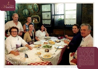 Desde 1975, a Cantina Pão e Vinho foi
                                                                                                                                                                                                  marco da culinária caxiense, considerado
                                                                                                                                                                                                  um dos mais tradicionais restaurantes
                                                                                                                                                                                                  da cidade. Seu cardápio típico italiano
                                                                                                                                                                                                  foi criado para relembrar o que
                                                                                                                                                                                                  tradicionalmente as famílias italianas


     Cantina                                                                                                                                                                                      serviam: polenta, radicci e fortaia. Além
                                                                                                                                                                                                  de servir o cardápio típico italiano com
                                                                                                                                                                                                  ingredientes que saíam de uma horta



     P ão eV inho                                                                                                                                                                                 própria, o atendimento era realizado pelos
                                                                                                                                                                                                  próprios donos. A casa onde a Cantina foi
                                                                                                                                                                                                  sediada por 36 anos é uma construção de
                                                                                                                                                                                                  1896, obra dos primeiros colonizadores da
                                                                                                                                                                                                  cidade.
Imagem do interior da Cantina com os sócios Nina e Nestor de Carli, Neca e Raul Moroni e convidadas do último almoço   servido pelo estabelecimento, em 31 de Março de 2011. | Foto: Roni Rigon
 