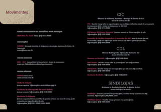 Chef
     CaféIt Carne
            aliano
       Movimentos

 PizzariaSorvet Peixe
               eria
                                                                                                                                             CIC


Hamburg CozinhaEt
        ueria        nica
                                                                                                                  Câmara de Indústria, Comércio e Serviços de Caxias do Sul
                                                                                                                                  www.cic-caxias.com.br
                                                                                                   CIC | Reunião-almoço todas as segundas-feiras com cardápios elaborados através de uma parceria
                                                                                                   do Restaurante SICA e Escola de Gastronomia da UCS-ICIF.
                                                                                                   Informações: (54) 3218.8000

            AULAS PARTICULARES DE CULINÁRIA PARA CRIANçAS                                          CIC Jovem: CIC Jovem Gourmet | Jantares mensais na última terça-feira do mês.
                                                                                                   Informações: (54) 3218.8000
            Chef Nina De Carli | Fone: (54) 3211.2500
                                                                                                   Conselho da Mulher Empresária e Executiva da CIC | Noite da Salada (no mês
                                                                                                   de novembro) e Café com Informação (evento mensal, toda última quinta-feira do mês).
            FEDERAçõES                                                                             Informações: (54) 3218.8017

            FEBAVE | Federação Brasileira de Confrarias e Associações Femininas do Vinho e do
            Espumante
            www.febave.com.br                                                                                                               CDL
                                                                                                                        Câmara de Dirigentes Lojistas de Caxias do Sul
                                                                                                                                   www.cdlcaxias.com.br
            ENSINO SUPERIOR                                                                        Homens na Cozinha | Informações (54) 3209.9977

            UCS - ICIF - Universidade de Caxias do Sul - Escola de Gastronomia                     CDL Caxias | Reunião-almoço todas as quartas-feiras, com chef convidado.
            www.ucs.br/ucs/extensao/escolagastronomia                                              Informações: (54) 3209.9977

                                                                                                   CDL Jovem | Reunião-almoço em três terças-feiras por mês, com chef convidado.
            ESCOLA TÉCNICA                                                                         Informações: (54) 3209.9977

            SENAC Caxias do Sul                                                                    Confraria do Vinho | Informações: (54) 3209.9977
            www.senacrs.com.br


            Clube de Criação
            Jantares especiais. Informações: contato@cccs.ppg.br
                                                                                                                                 SINDILOJAS
                                                                                                                       Sindicato do Comércio Varejista de Caxias do Sul
            Confraria do Champanhe da Serra Gaúcha                                                                                www.sindilojas-cs.com.br
            Jantares mensais. Informações: (54) 9173.2080
                                                                                                   Sindilojas | Encontro quinzenal nas quintas-feiras, reuniões-almoço ou jantar com chef
            Confraria da Etiqueta                                                                  convidado. Informações: (54) 4009.5555

            Jantares enogastronômicos precedidos de palestra cultural, nos meses de março, junho
                                                                                                   Sindilojas Jovem | Reunião-almoço quinzenal nas quartas-feiras.
            e setembro, nas segundas-feiras à noite.
                                                                                                   Informações: (54) 4009.5555
            Informações: (54) 3021.1708 | 9977.4796

 112                                                                                                                                                                                                113
 