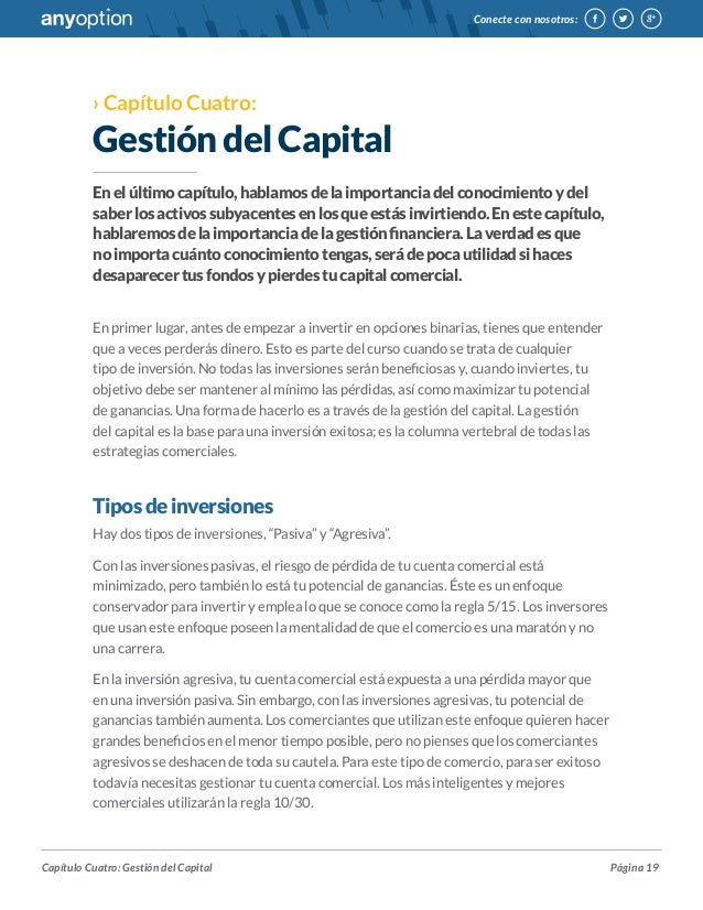 Gestión de dinero de opciones binarias