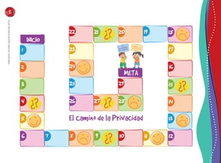 GuíadeeducaciónsexualinteGral166
1
7
2
8
3
9
4
10
16
INICIO
META
El Camino de la Privacidad5
6 11
1723
24
25
12
13
14
15
1819202122
26 27 28
29
 