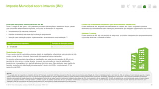 Principais isenções e benefícios fiscais em IMI
Quer o Código do IMI quer o EBF preveem uma série de isenções e benefícios fiscais, desde
que cumpridos determinados requisitos, dos quais se destacam os seguintes:
• Investimentos de natureza contratual;
• Prédios localizados nas áreas de localização empresarial;
• Isenção para habitação própria e permanente e arrendamento para habitação (1):
Reabilitação Urbana
Ficam isentos de IMI os prédios urbanos objeto de reabilitação urbanística, pelo período de três
anos a contar do ano, inclusive, da emissão da respetiva licença camarária.
Os prédios urbanos objeto de ações de reabilitação são passíveis de isenção de IMI por um
período de cinco anos, a contar do ano, inclusive, da conclusão da mesma reabilitação,
podendo ser renovada por um período adicional de cinco anos. São elegíveis, para efeitos de
isenção, as ações de reabilitação iniciadas após 1 janeiro de 2008 e concluídas até 31 de
dezembro de 2020.
Fundos de Investimento Imobiliário para Arrendamento Habitacional
Ficam isentos de IMI, enquanto se mantiverem na carteira dos FIIAH, os prédios urbanos
destinados ao arrendamento para habitação permanente que integrem o património dos fundos.
Utilidade Turística
Ficam isentos de IMI, por um período de sete anos, os prédios integrados em empreendimentos
a que seja atribuída a utilidade turística.
Imposto Municipal sobre Imóveis (IMI)
63© 2016. Para informações, contacte Deloitte & Associados, SROC S.A.
Valor patrimonial tributário Período de Isenção (anos)
0 – € 125.000 3
NOTAS
(1) A isenção deve ser requerida no respetivo Serviço de Finanças, no período de 60 dias a contar do final do prazo de seis meses para afetação do imóvel a habitação própria e permanente. Não se aplica a presente isenção quando o sujeito
passivo estiver domiciliado num país com um regime fiscal mais favorável. A isenção relativa a prédios ou parte de prédios urbanos habitacionais construídos, ampliados, melhorados ou adquiridos a título oneroso destinados à habitação
própria e permanente do sujeito passivo ou do seu agregado familiar só se aplica quando o rendimento coletável, para efeitos de IRS, no ano anterior, não for superior a € 153.300, só podendo ser reconhecida duas vezes ao mesmo sujeito
passivo ou agregado familiar. A isenção relativa a prédios ou parte de prédios construídos de novo, ampliados, melhorados ou adquiridos a título oneroso, quando se trate da primeira transmissão, na parte destinada arrendamento para
habitação, pode ser reconhecida ao mesmo sujeito passivo por cada prédio ou fração destinada ao fim nela prevista.
 
