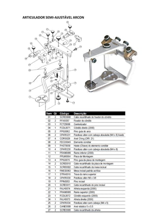 ARTICULADOR SEMI-AJUSTÁVEL ARCON
 