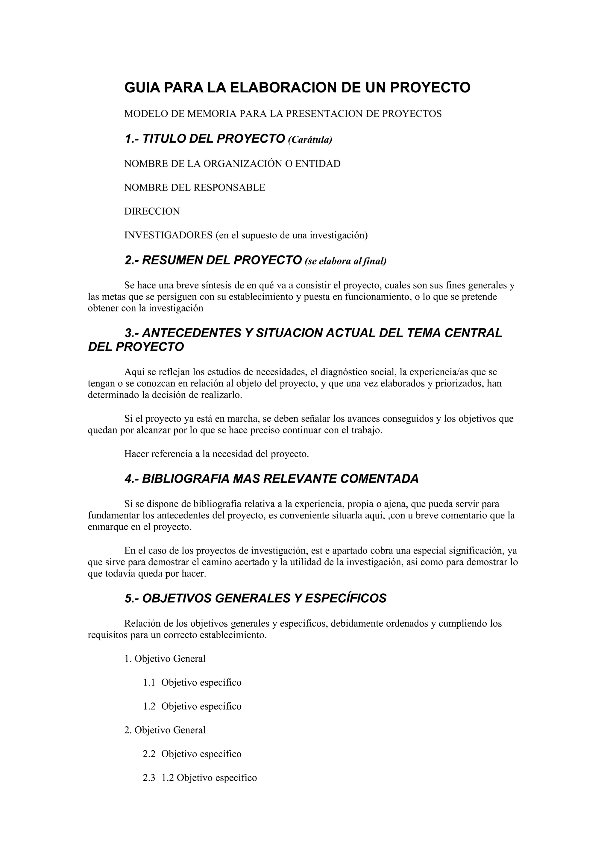 Guia Elaboracion de un Proyecto | DOC | Resume Writing and Advice | Job ...