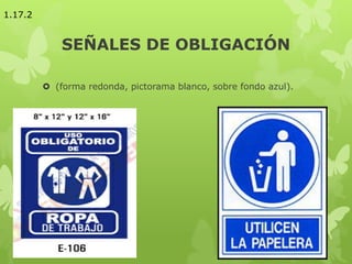 SEÑALES DE OBLIGACIÓN
 (forma redonda, pictorama blanco, sobre fondo azul).
1.17.2
 