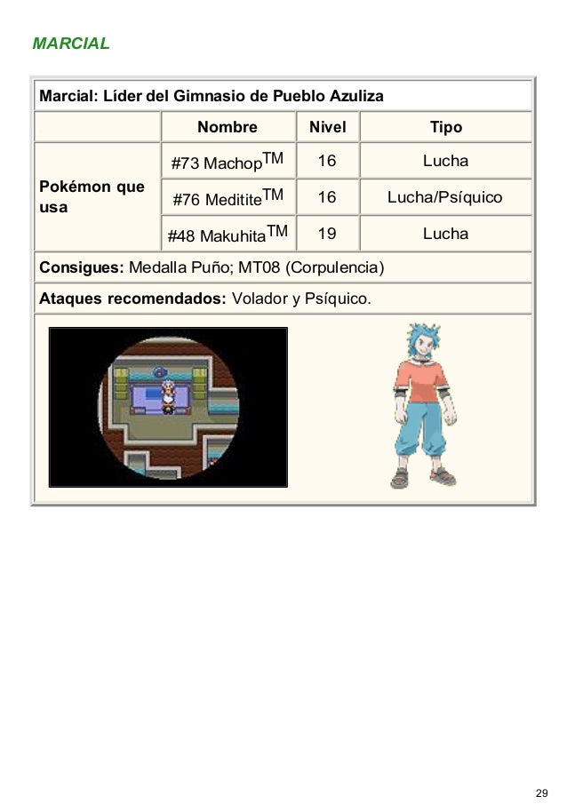 Lideres De Gimnasio Pokemon Esmeralda Niveles Tipos de