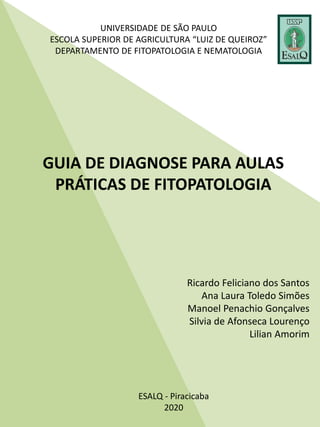 UNIVERSIDADE DE SÃO PAULO
ESCOLA SUPERIOR DE AGRICULTURA “LUIZ DE QUEIROZ”
DEPARTAMENTO DE FITOPATOLOGIA E NEMATOLOGIA
Ricardo Feliciano dos Santos
Ana Laura Toledo Simões
Manoel Penachio Gonçalves
Silvia de Afonseca Lourenço
Lilian Amorim
ESALQ - Piracicaba
2020
GUIA DE DIAGNOSE PARA AULAS
PRÁTICAS DE FITOPATOLOGIA
 