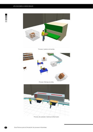 Guía Práctica para la Simulación de procesos Industriales
APLICACIONES A CASOS REALES
68
Proceso: Lijadora de bandas.
Proceso: Montaje de sillas.
Proceso de acabado: Cabinas de Barnizado.
 