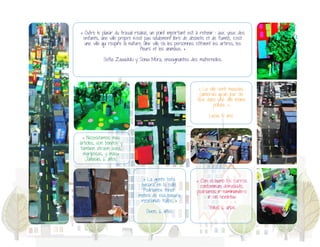 «#Outre#le#plaisir#du#travail#réalisé,#un#point#important#est#à#retenir#:#aux#yeux#des#
enfants,#une#ville#propre#n’est#pas#seulement#libre#de#déchets#et#de#fumée,#c’est#
une#ville#qui#respire#la#nature.#Une#ville#où#les#personnes#côtoient#les#arbres,#les#
fleurs#et#les#animaux.#»
Sofia#Zawadski#y#Sonia#Mora,#enseignantes#des#maternelles.

«#La#ville#sent#mauvais,#
j'aimerais#qu'un#jour#on#
vive#dans#une#ville#moins#
polluée.#»#
Lucia,#5#ans.

«#Necesitamos#más#
árboles,#son#bonitos#y#
tambien#atraen#aves,#
mariposas,#y#más.»##
Jahasiei,#6#años.#

«#La#gente#bota#
basura#en#la#calle.#
Podríamos#tener#
menos#de#esa#basura#
reciclando#todos.#»#
###
Owen,#6#años

«#Con#el#humo#los#carros#
contaminan#demasiado,#
podriamos#ir#caminando#o#
ir#en#bicicleta»#
#
Yeikel,#6#años

 