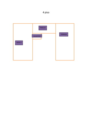 4 piso




                PASILLO



                             TERRAZA
         LAVADERO


AULA 3
 