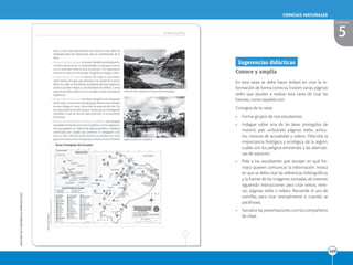 EDICIONES
SM
©
PROHIBIDA
SU
REPRODUCCIÓN
169
169
CIENCIAS NATURALES
5
UNIDAD
En esta tarea se debe hacer énfasis en citar la in-
formación de forma correcta. Existen varias páginas
webs que ayudan a realizar esta tarea de citar las
fuentes, como easybib.com
Consigna de la tarea:
• Forme grupos de tres estudiantes.
• Indague sobre una de las áreas protegidas de
nuestro país utilizando páginas webs, artícu-
los, noticias de actualidad y videos. Describa la
importancia biológica y ecológica de la región,
cuáles son los peligros eminentes y las alternati-
vas de solución.
• Pida a los estudiantes que escojan en qué for-
mato quieren comunicar la información. Insista
en que se debe citar las referencias bibliográficas
y la fuente de las imágenes tomadas de internet
siguiendo instrucciones para citar textos, revis-
tas, páginas webs o videos. Recuerde el uso de
comillas para citar textualmente o cuando se
parafrasea.
• Socialice las presentaciones con los compañeros
de clase.
Sugerencias didácticas
Conoce y amplía
 