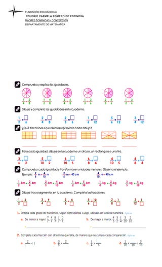 FUNDACIÓN EDUCACIONAL
COLEGIO CARMELA ROMERO DE ESPINOSA
MADRES DOMINICAS - CONCEPCIÓN
DEPARTAMENTO DE MATEMÁTICA
 