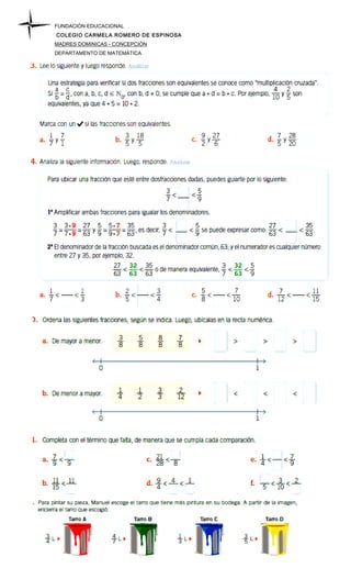 FUNDACIÓN EDUCACIONAL
COLEGIO CARMELA ROMERO DE ESPINOSA
MADRES DOMINICAS - CONCEPCIÓN
DEPARTAMENTO DE MATEMÁTICA
 