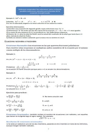 7
Ecuaciones racionales e irracionales
 