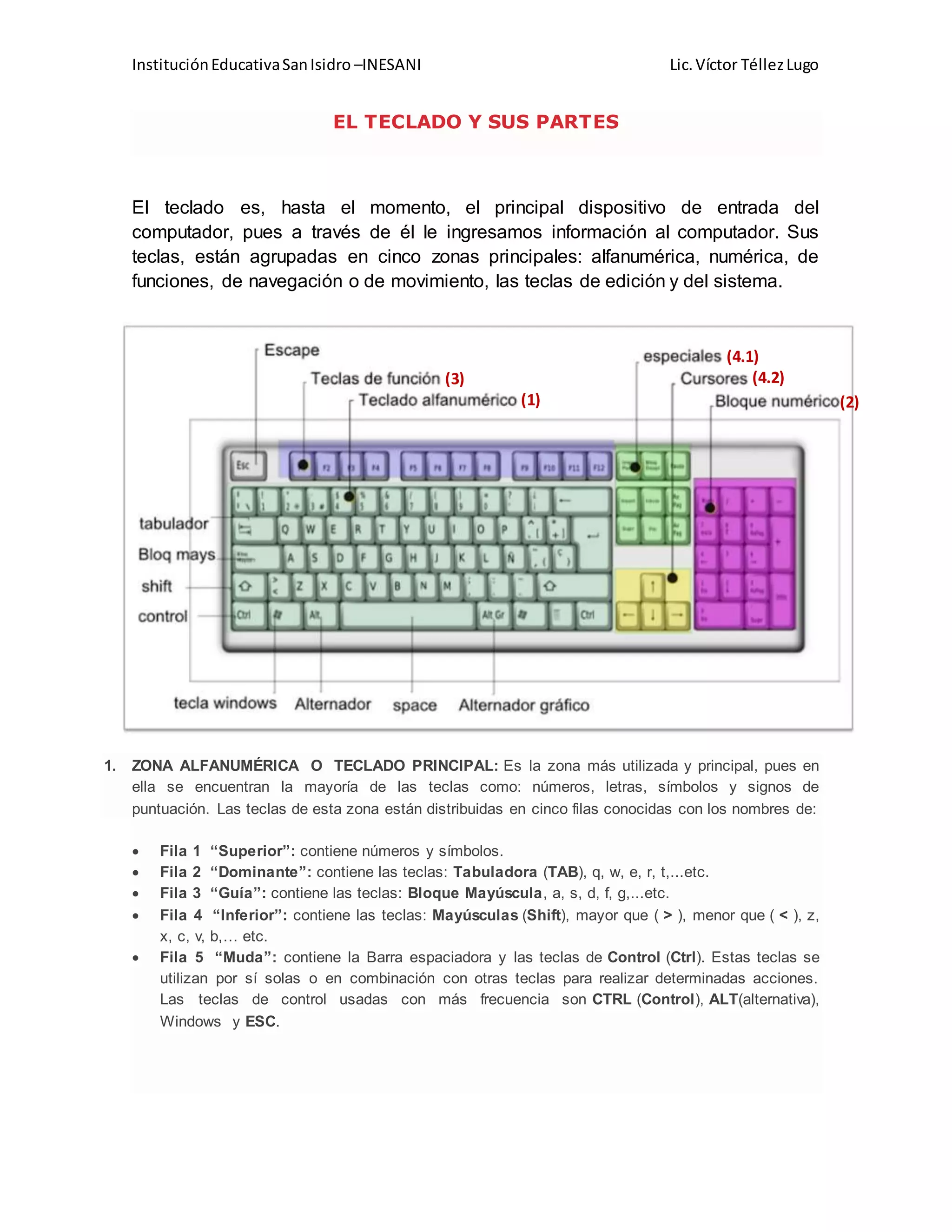 Guia #3 el teclado y sus partes | DOCX