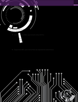 13
PÁG.
3. SERVICIOS DE REMISIÓN Y PUESTA A
DISPOSICIÓN
Formato y estructura para el intercambio de
expedientes
Se aconseja que la estructura a aplicar para el intercambio de expedientes electrónicos sea
de forma general:
t Un documento XML que incluirá como mínimo:
- Índice que contiene los nombres de los documentos electrónicos que
componen el expediente.
- Metadatos del expediente electrónico.
- Los documentos electrónicos que componen el expediente bajo la estructura
XML.
t Esquemas XML para intercambio de expedientes electrónicos
o XSD Expediente electrónico.
o XSD Índice electrónico del expediente.
o XSD Contenido del índice electrónico del expediente.
o XSD Metadatos del expediente electrónico.
o XSD Firmas.
Se permite de manera excepcional otras estructuras de intercambio de expedientes
electrónicos con normativa específica, siempre con acuerdo previo entre las partes que
compongan la comunicación y con la obligación para el emisor de convertir la estructura
recibida a la establecida. Con esto se respondería a aquellos casos en que una conversión
a un formato electrónico convencional no fuese posible por las características que tenga el
soporte físico origen o cuando una conversión de formato pudiese provocar la pérdida del
valor probatorio del documento electrónico.
 