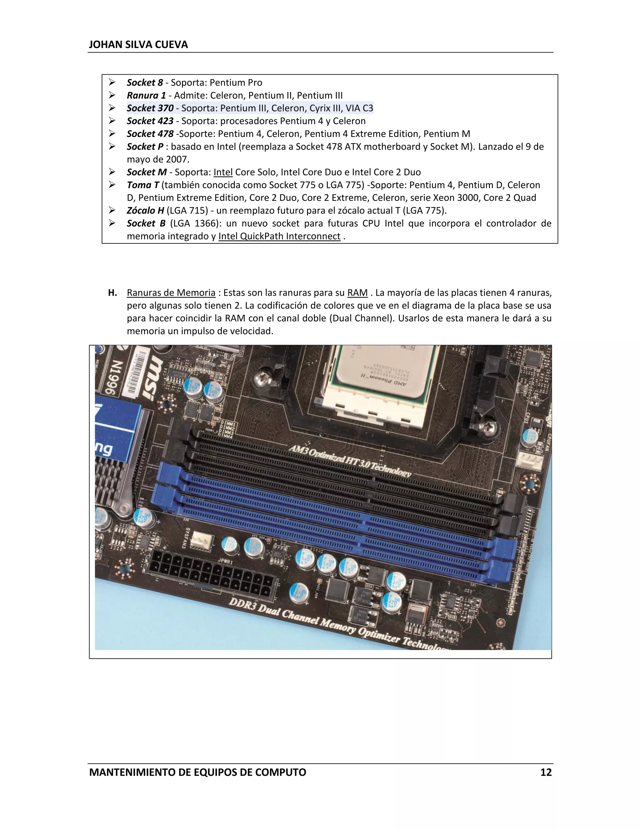 Guia4 Partes de la Placa base o Mainboard | PDF