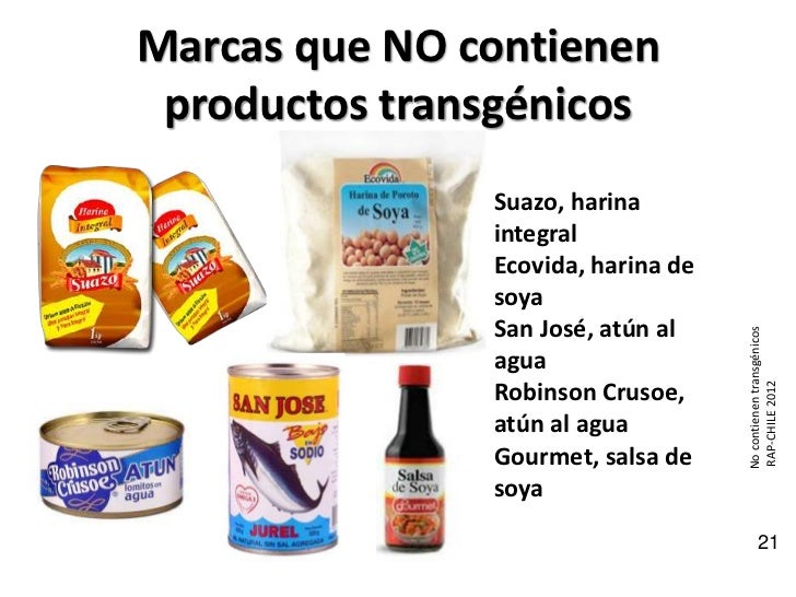Marcas que NO contienen productos transgénicos                 Bosque Nativo, miel                 orgánica Colmenares    ...